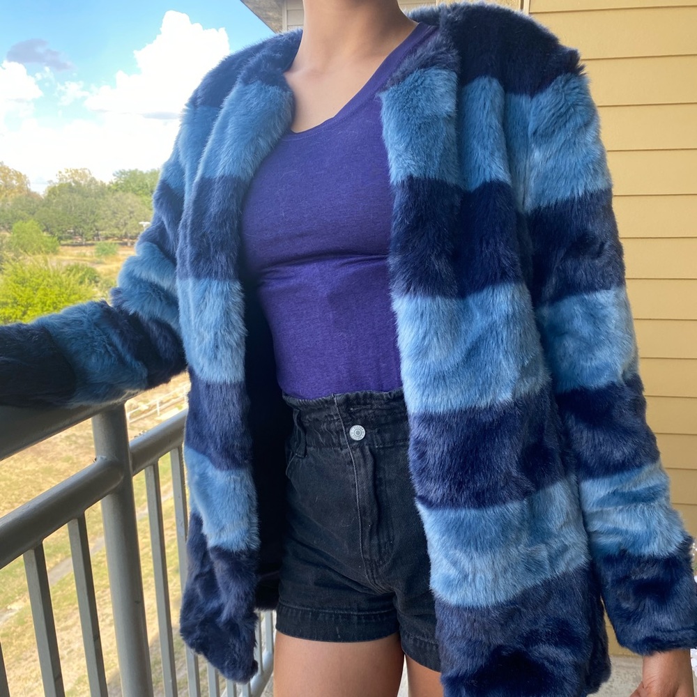 Blue/purple faux fur coat